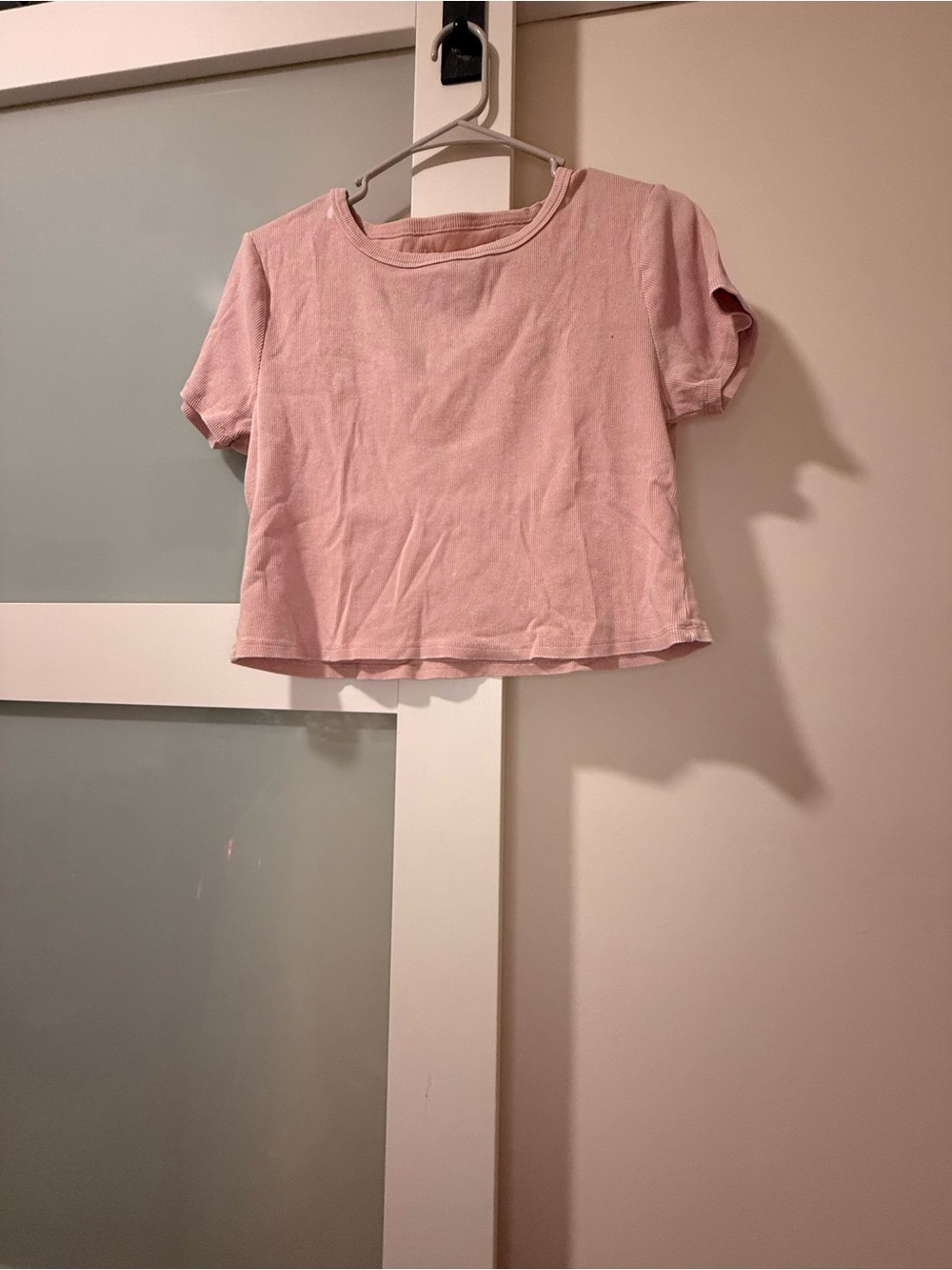 Soft Pink Cotton Short-Sleeve Crop Tee